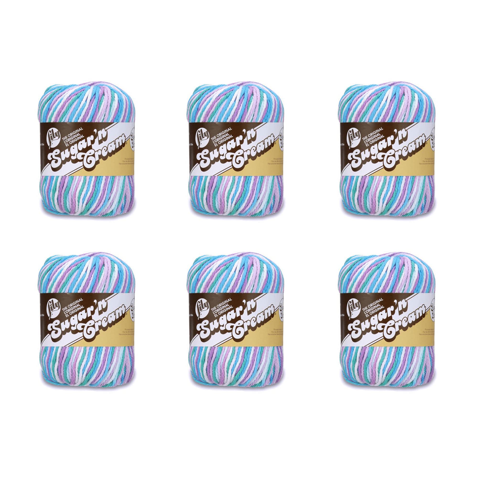 Lily Sugar'N Cream Super Size Beach Ball Blue Yarn - 6 Pack of 85g/3oz - Cotton - 4 Medium (Worsted) - 150 Yards - Knitting/Crochet