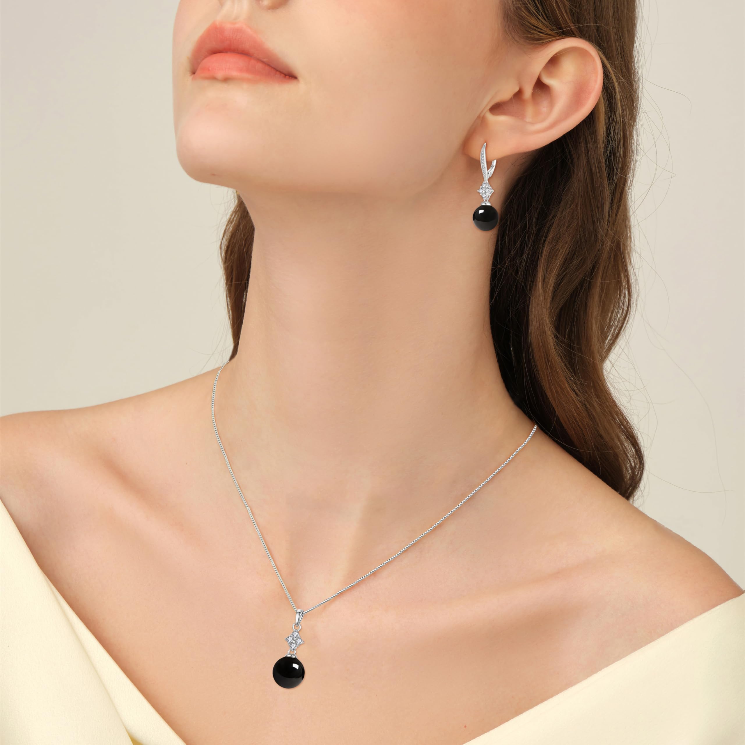 Oskani Pearl Necklace for Women 925 Sterling Silver Whit 5A Cubic Zirconia Dainty Pearl Pendant Necklace Jewelry Mother's Day Birthday Christmas for Wife Mom Her