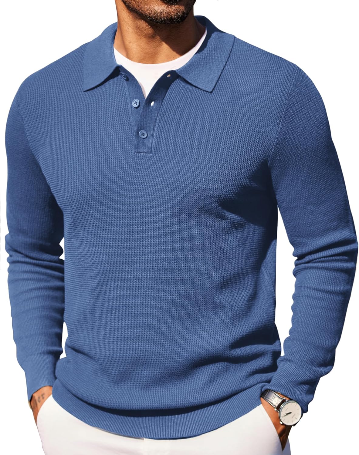 COOFANDY Men's Knit Polo Long Sleeve Sweaters Collared Polo Sweater Casual Dress Pullover Fashion Golf Sweaters