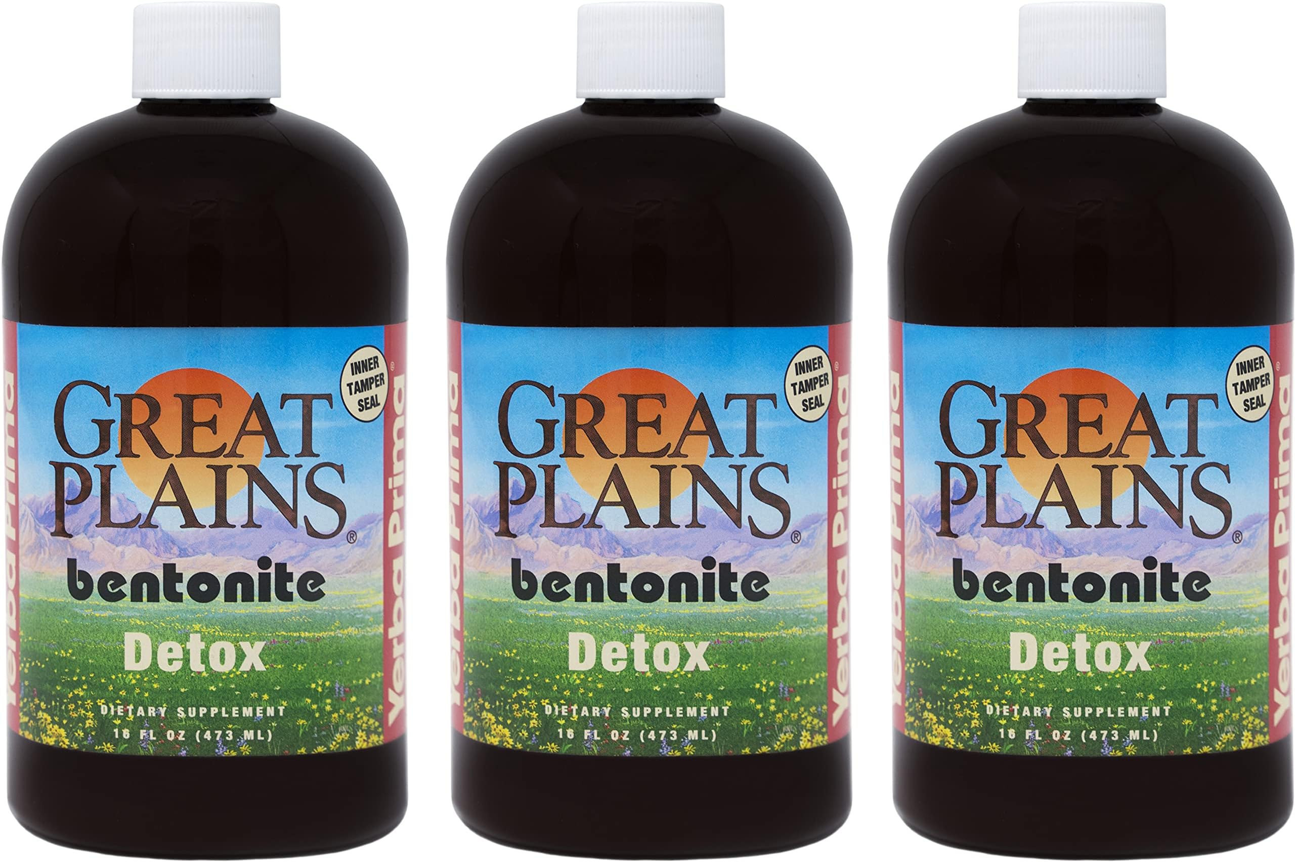 Yerba Prima Great Plains Bentonite Clay - 16 oz (Pack of 3) - Natural Internal Liquid Clay Cleansing Supplement