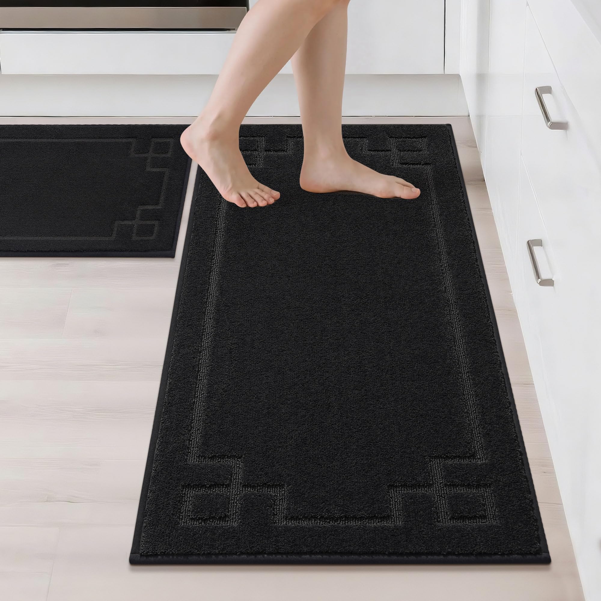 BEQHAUSE Kitchen Rugs Non-Slip Washable [2 PCS], Machine Washable Kitchen Mats Absorbent Soft Kitchen Runner Rugs for Floor,Sink,Hallway,Laundry,20”