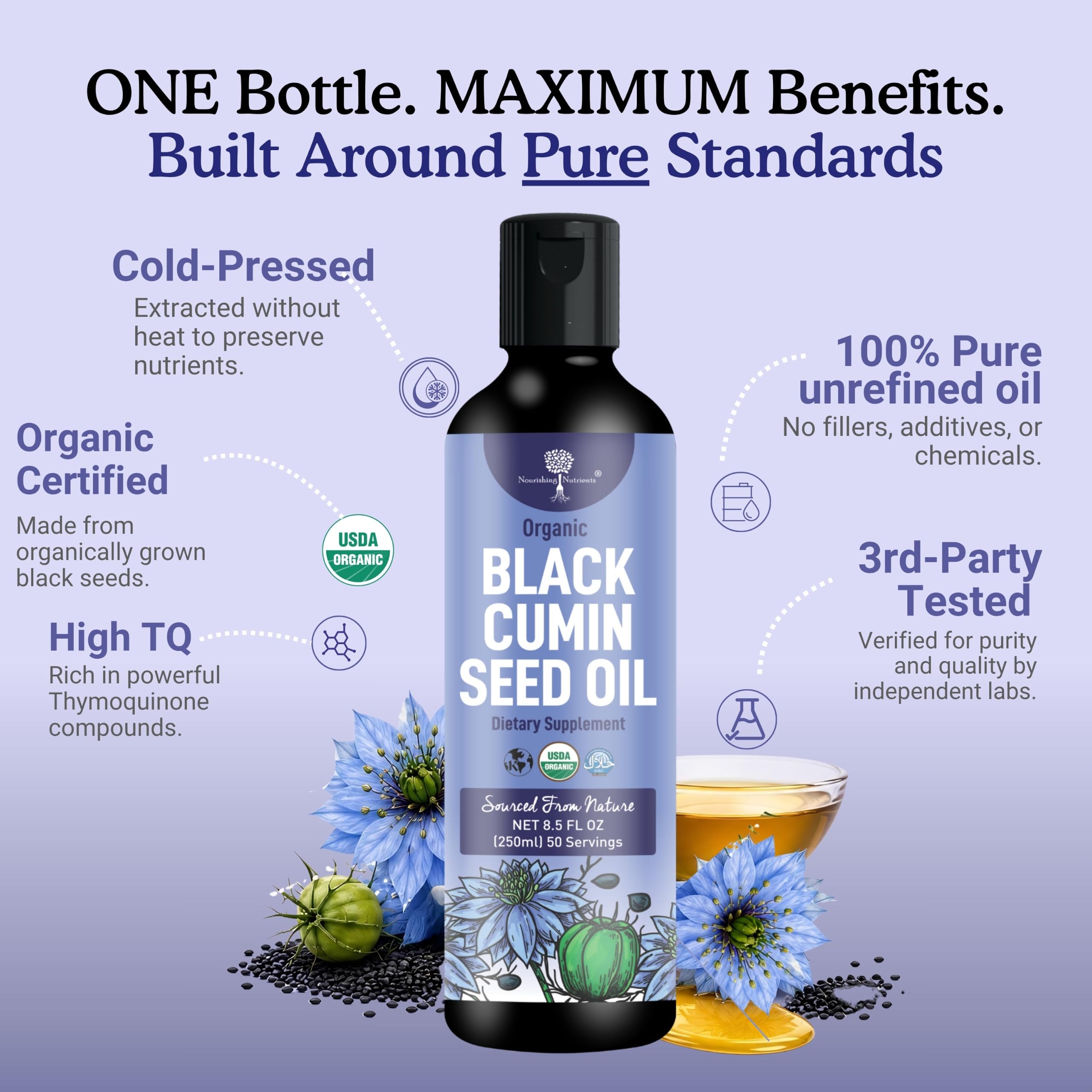 USDA Organic Black Cumin Seed Oil, Cold Pressed,Up to 4% Thymoquinone 8.5oz — Amazon image 6
