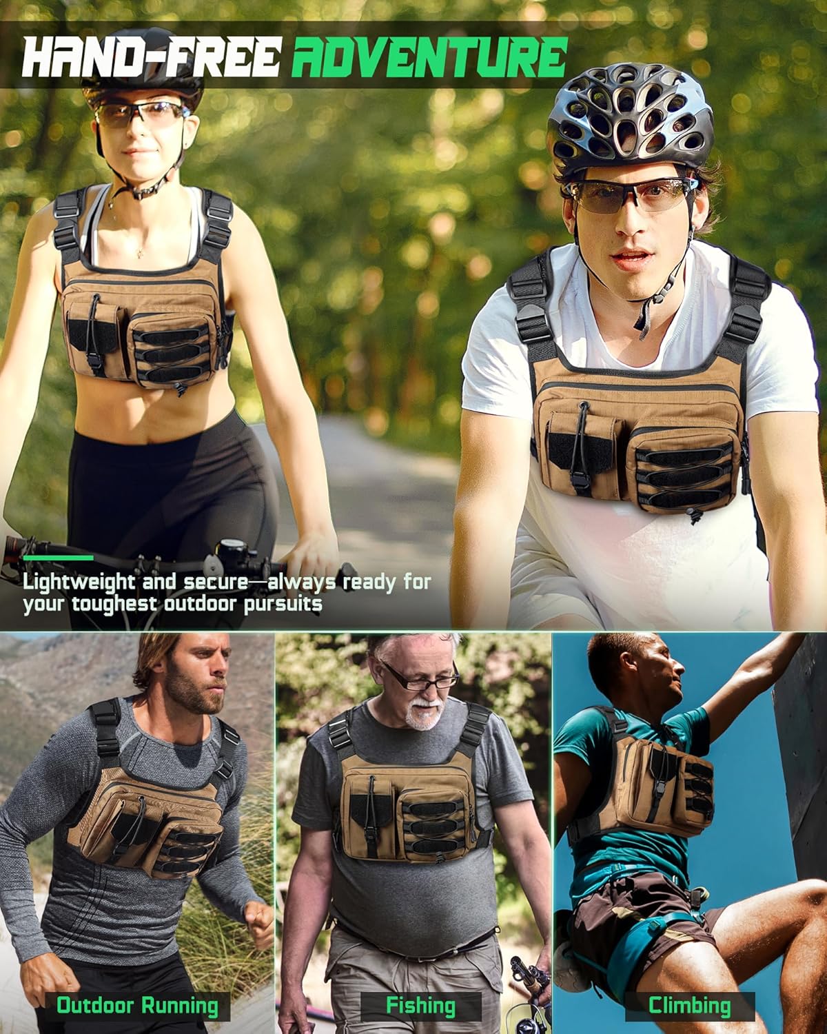 Chest Bag for Men Women, Hiking Chest Pack Sport Chest Rigs Tactical Chest Pack Days Hikes Running Vest Carry - Image 7