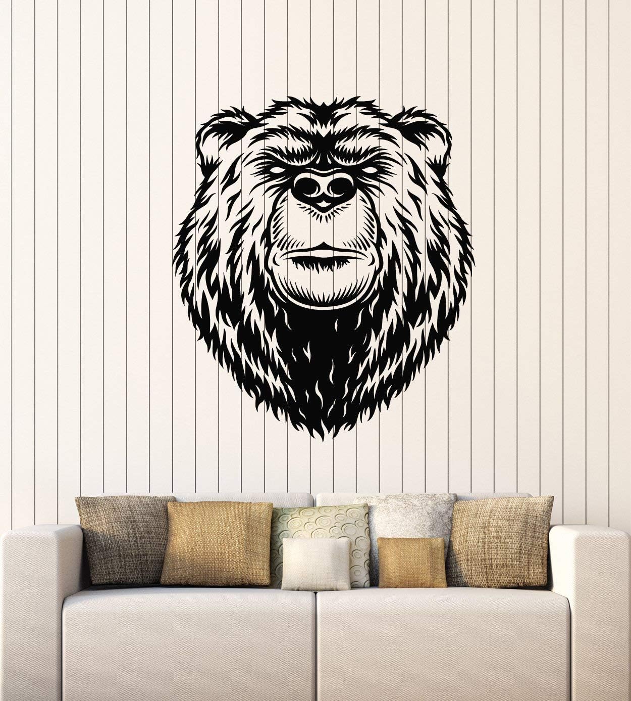 WallStickers4ever Vinyl Wall Decal Bear Head Aggressive Wild Animal Predator Stickers Mural Large Decor (g4537) Black