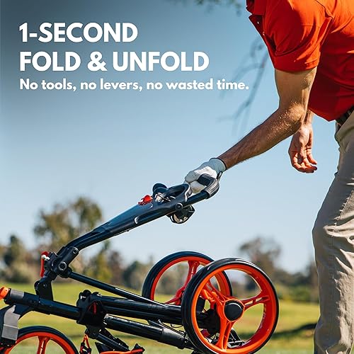 Miniatura 3 de Carrito de golf giratorio de 3 ruedas 360 con rueda delantera giratoria de 360 grados, carrito plegable de un segundo para abrir y cerrar, carrito