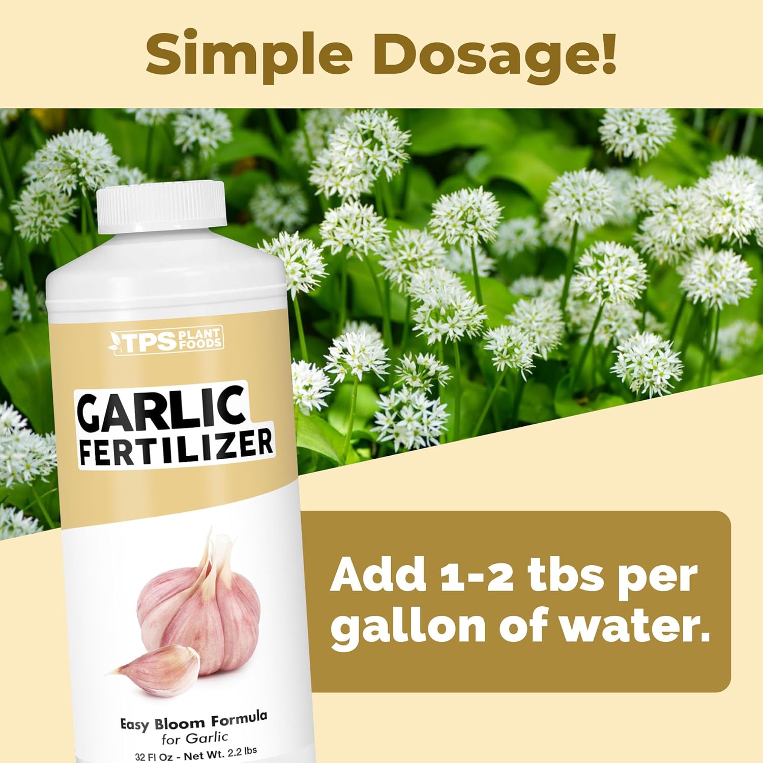 Garlic Fertilizer – Liquid Plant Food for Bigger Bulbs & Strong Root Development, 32 oz