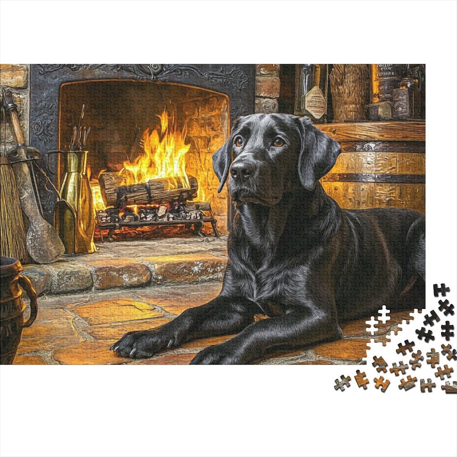 The Labrador Retriever Jigsaw Puzzles 1000 Piece Challenge Game for Adults Fireplace Impossible Jigsaw Puzzles 1000 Pieces Puzzle Educational Games Puzzle Gifts 1000pcs (75x50cm) — image 1