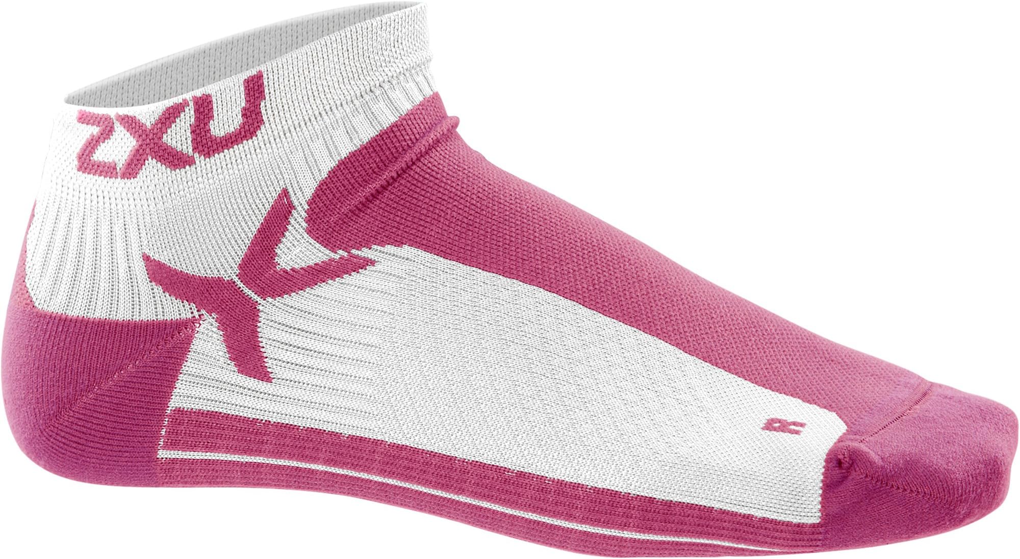2XU Women's Performance Low Rise Socks, White/Supernova, X-Small/Small