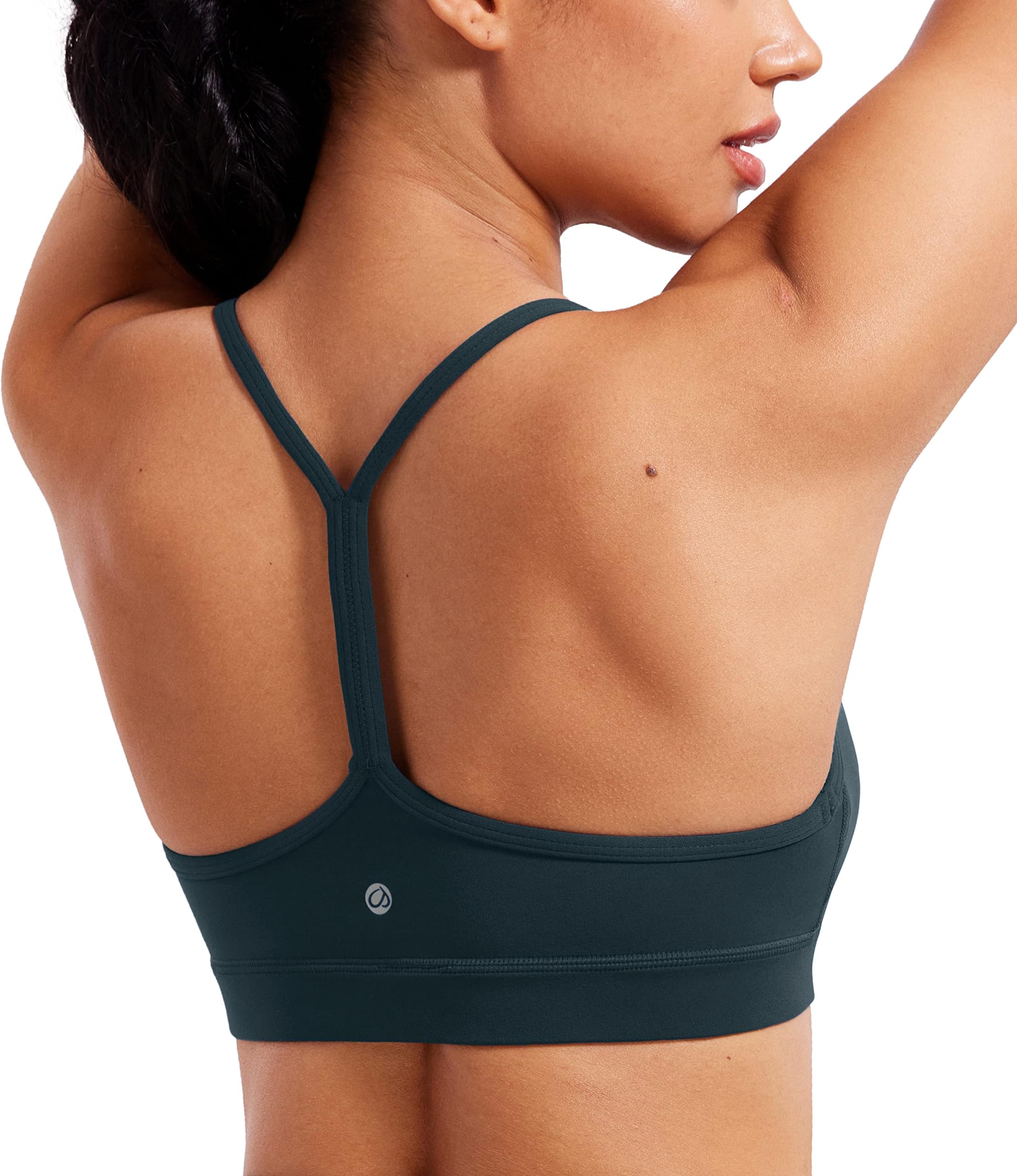 CRZ YOGA Women's Butterluxe Padded Sports Bra - Low Impact Y Back Strappy Bra Racerback Spaghetti Straps Gym Yoga Bras