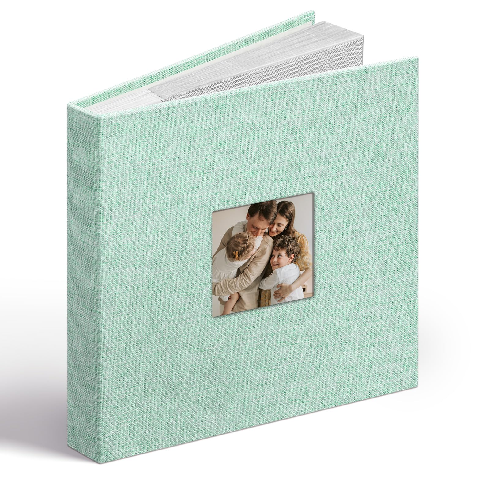 Vienrose Álbum de Fotos Lino 6x4 48 Fotos con Ventana en Portada, Bolsillos Ácido-Free, Álbum de Recuerdos con Espacios para Notas, Regalo para Bodas, Familia, Bebé, Aniversario (Rosa) — view 11