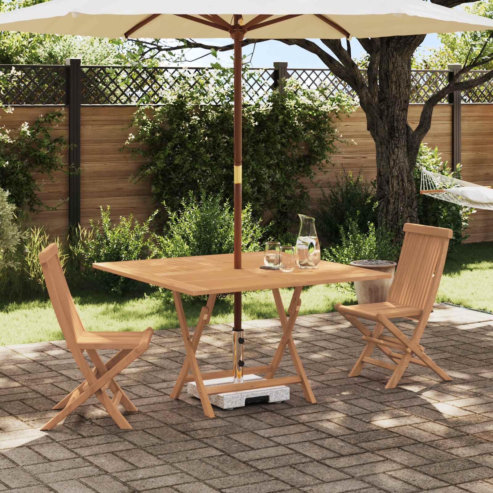 vidaXL Set Bistro da Giardino 3 pz Naturale Legno di teak solido