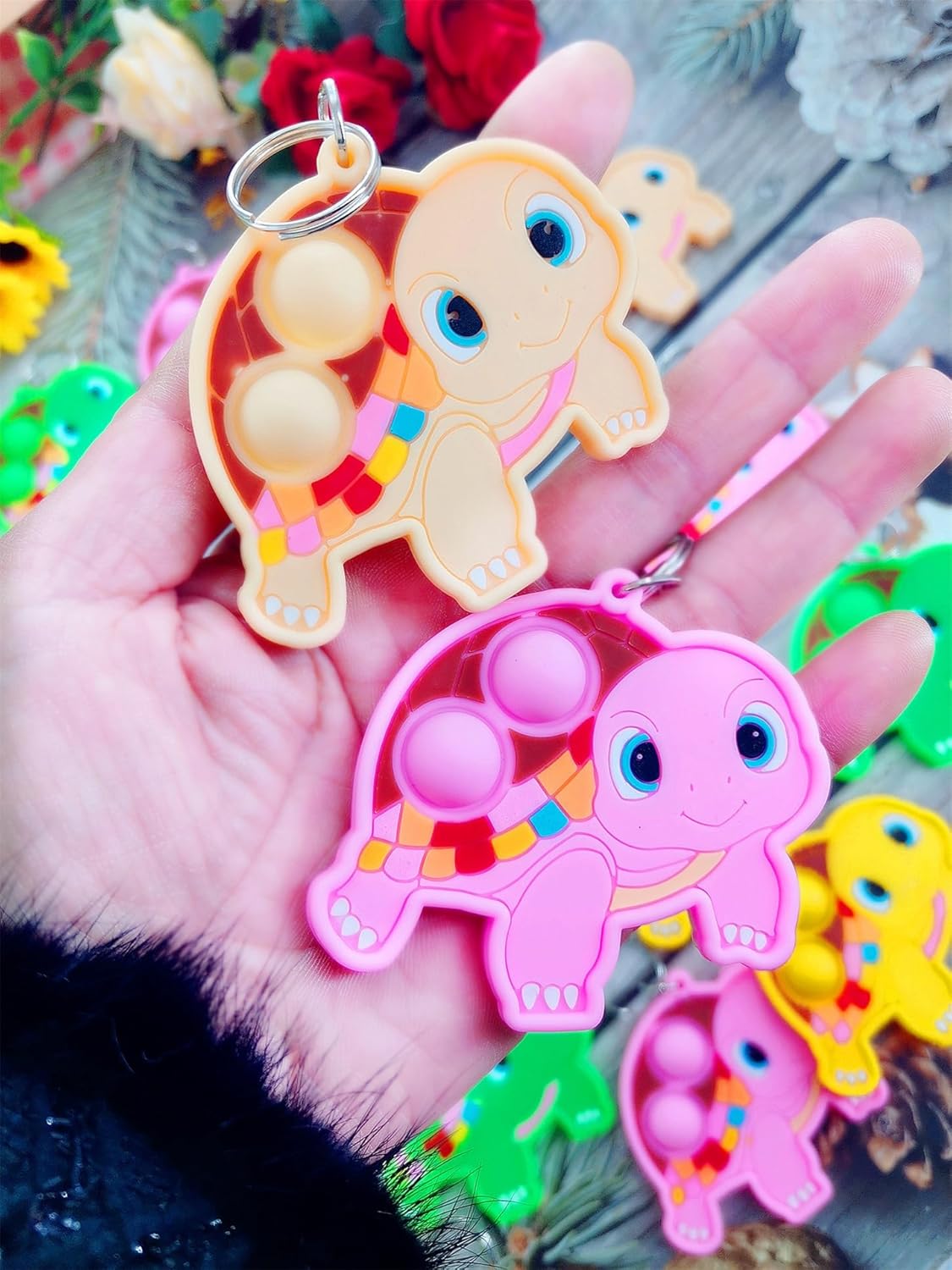 24 Packs Bulk Ocean animals Fidget Bubble Mini Pop Fish Keychain, Holiday Party Favors Supplies Classroom summer Student gifts