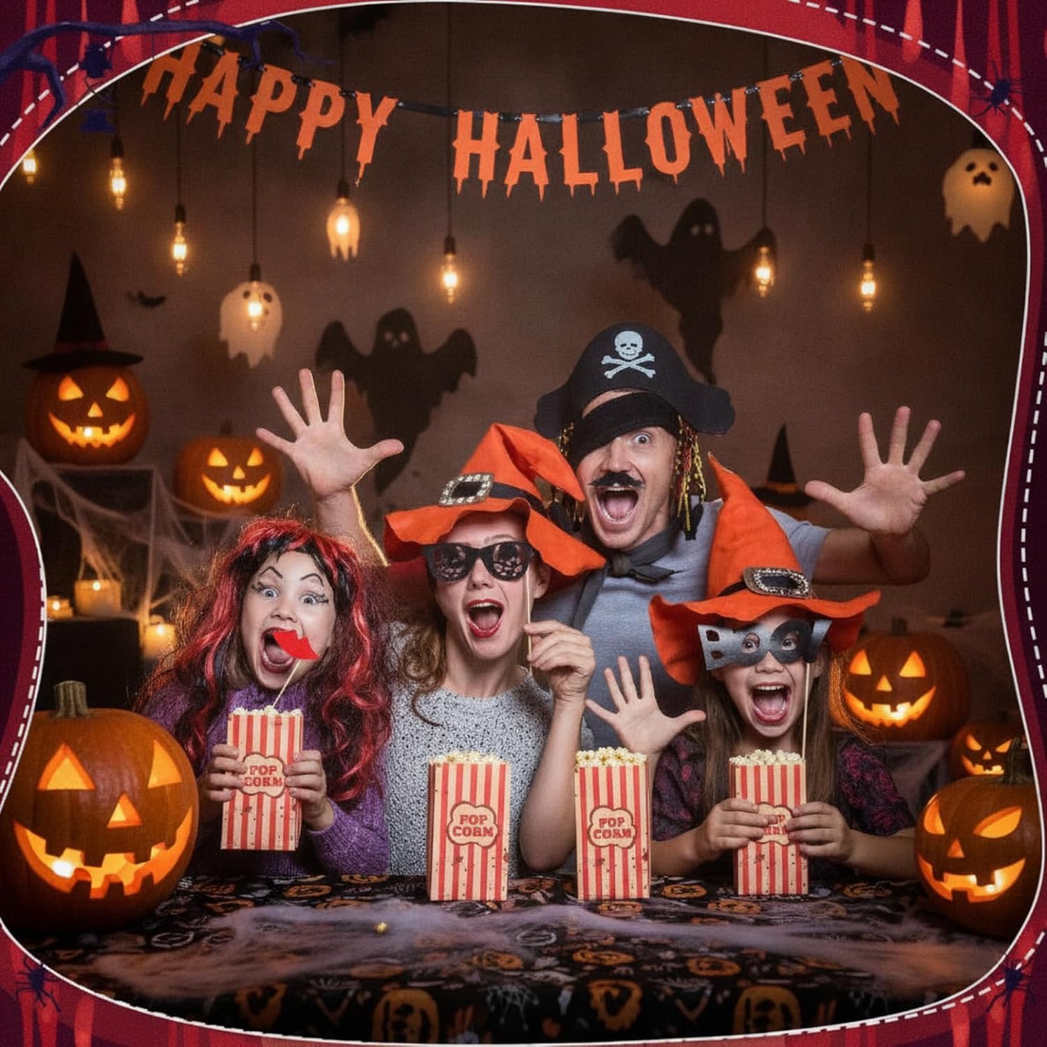 Watersay 100 Pcs Halloween Popcorn Bags Creepy Carnival Party Decor, 1 oz
