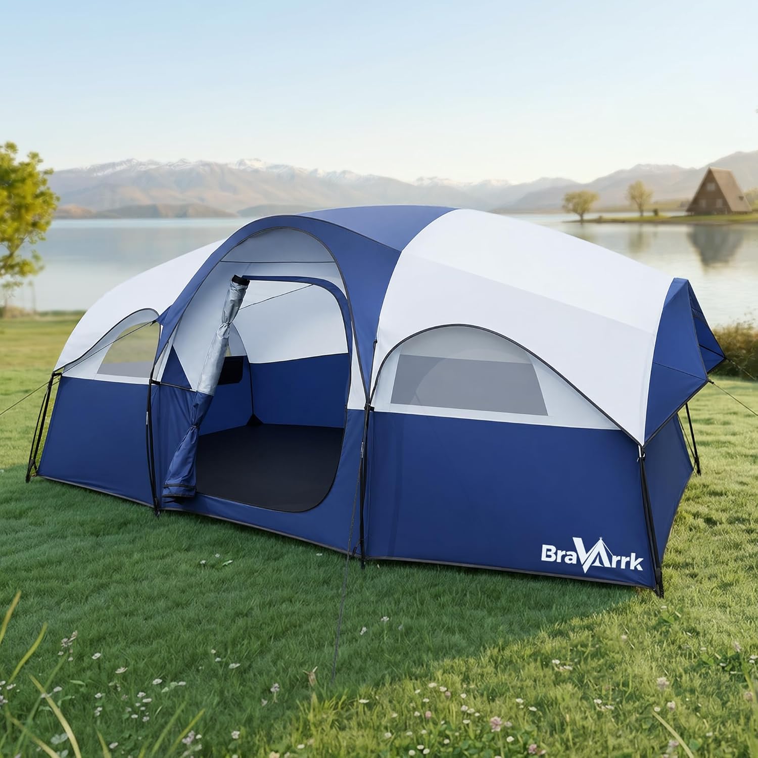 Carpa para 8 Personas, Impermeable PU3000mm, 3 Habitaciones, 14x9x6 pies
