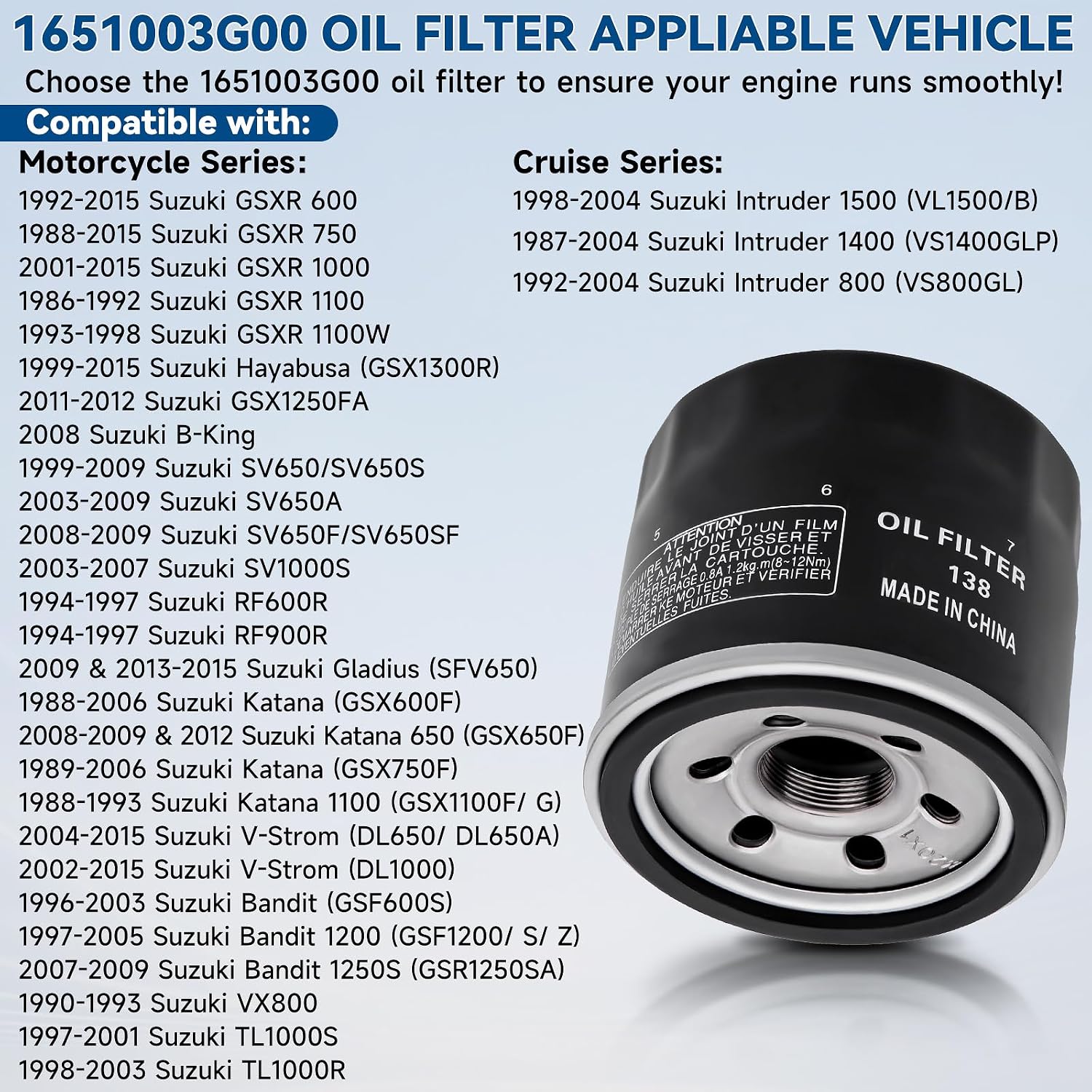 138 Oil Filter Part Replacement for Arctic Cat 400 500 450 550 650 700 1000 350 4X4 H1 TRV TBX Alterra Prowler Wildcat RSV4 Tuono v4 660 Kymco MXU UXV 450I (2PCS)