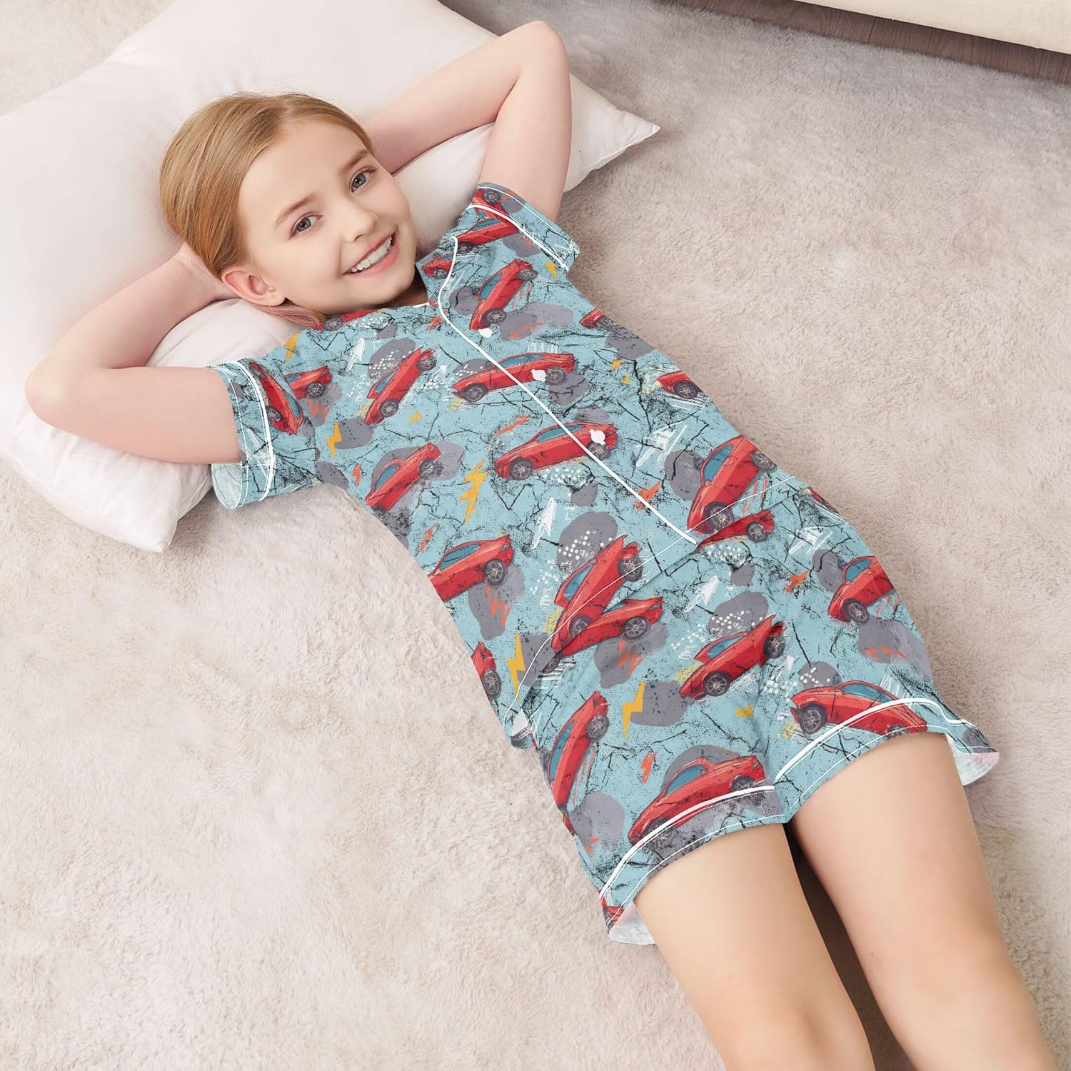 Silk Pajama Sets Short Sleeve Pajamas Soft Sleepwear 2 Piece Pjs Set