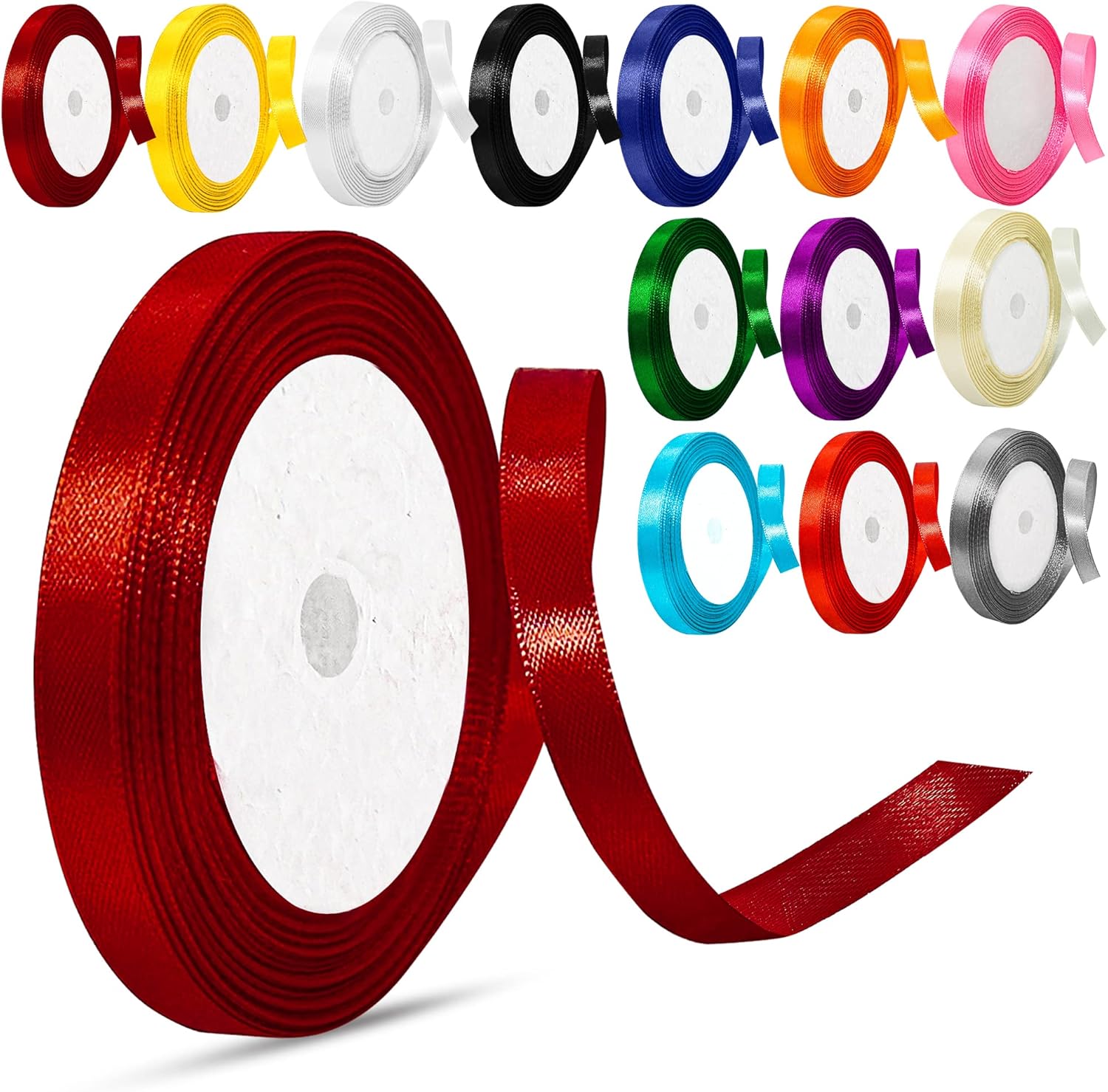 Satin Ribbon 6mm Solid Colors Fabric Ribbon for Crafting, Gift Wrapping ...