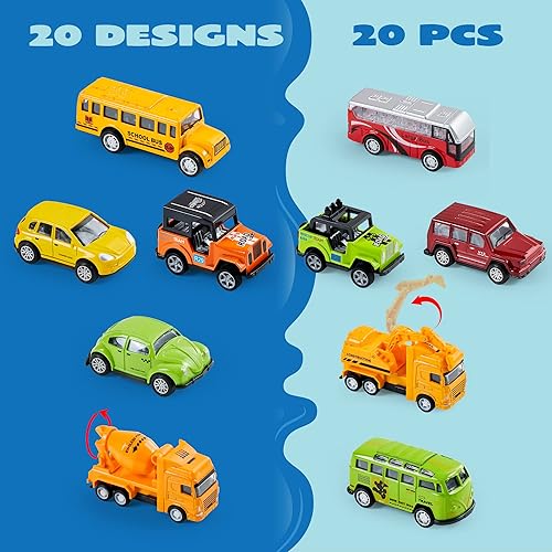 Miniatura 4 de JOYIN 20 piezas de autos de juguete de metal fundido a presión juego de vehículos para niños pequeños automóviles de juego para niños automóviles de