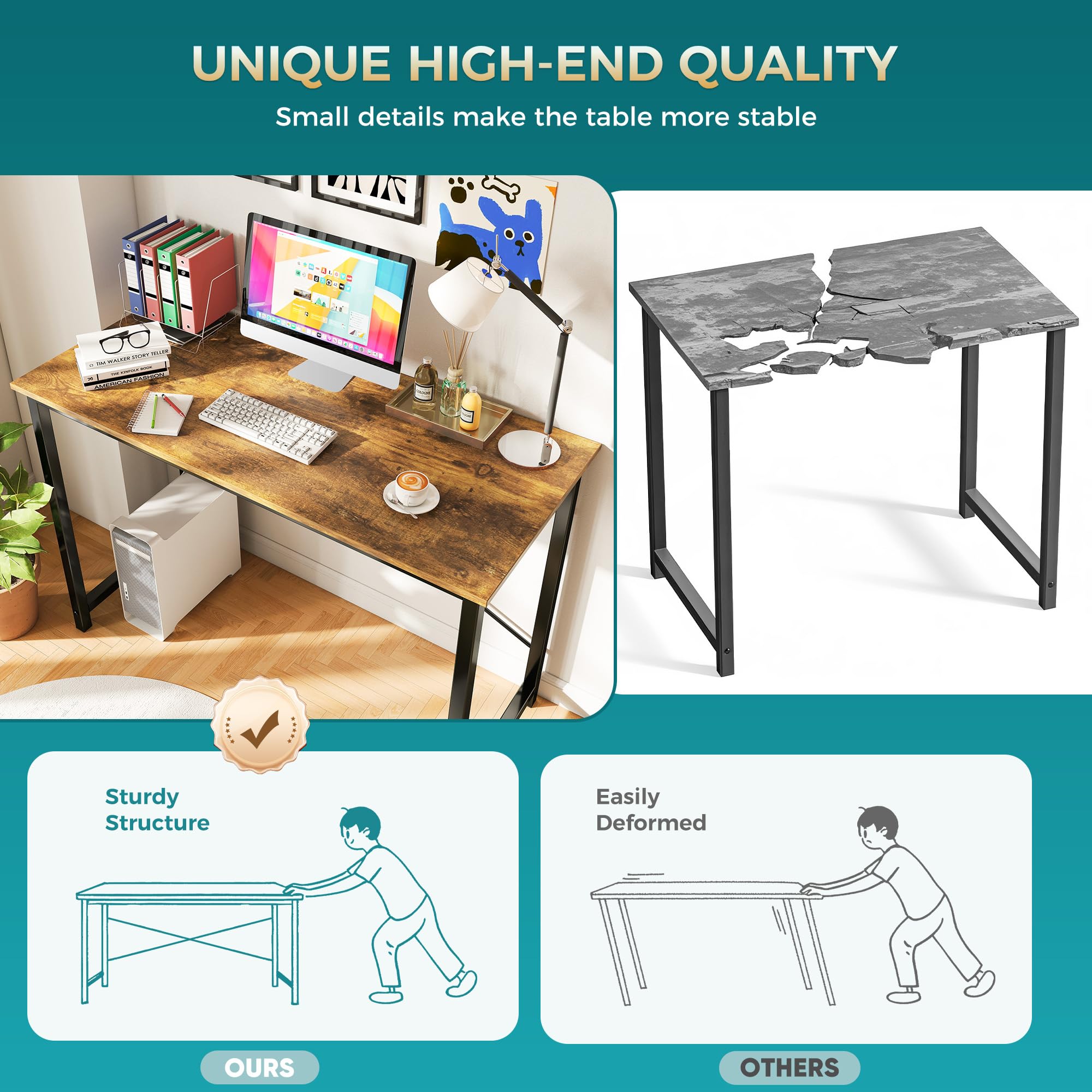 Amazon.com: OLIXIS 44 Inch Computer Office Desk for Small Spaces