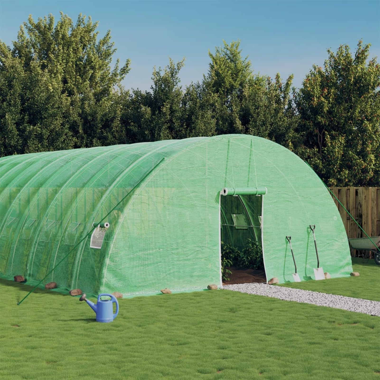 Homgoday Invernadero con Estructura de Acero Verde 36 m² 6x6x2,85 m, Invernadero Caseta Jardín Terraza Plantas Semilla Cultivo Huerto Verduras Cubierta Casero Invernaderos Casa y jardín