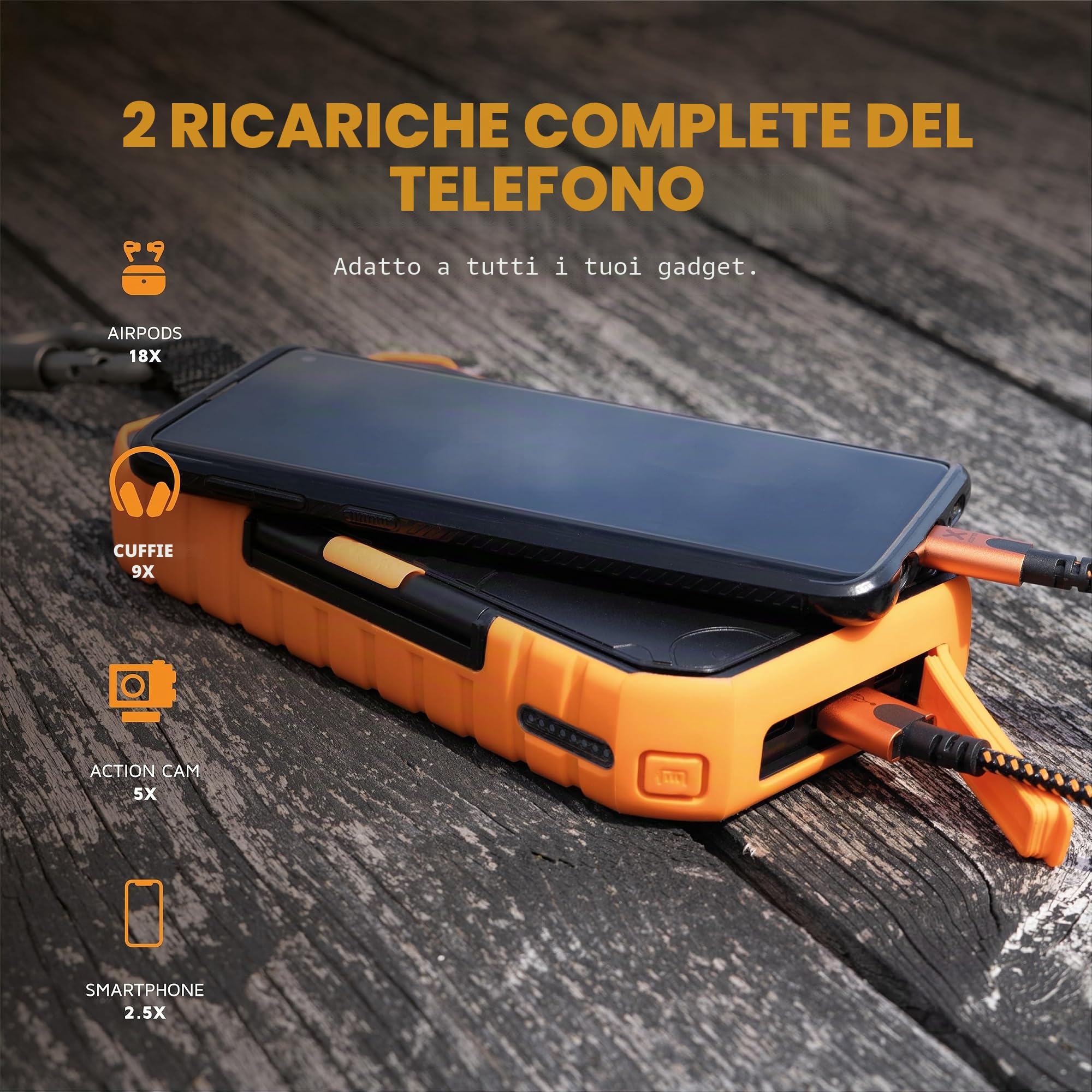Xtorm Rugged Solar Power Bank 10000mAh 20W USB-C PD plastica riciclata rugged IP65 con pannelli solari Gen 24 XR203