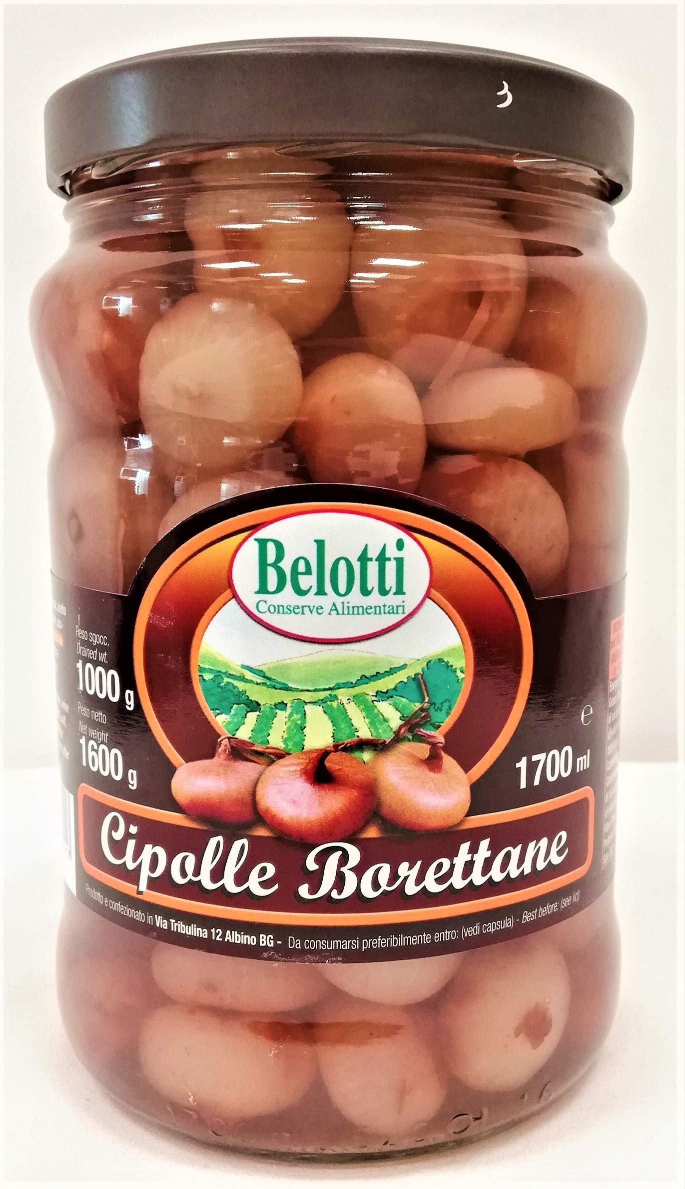 Belotti Conserve Alimentari - Barattolo di Cipolle Borretane sott'aceto 1700 ml (1kg sgocciolato)