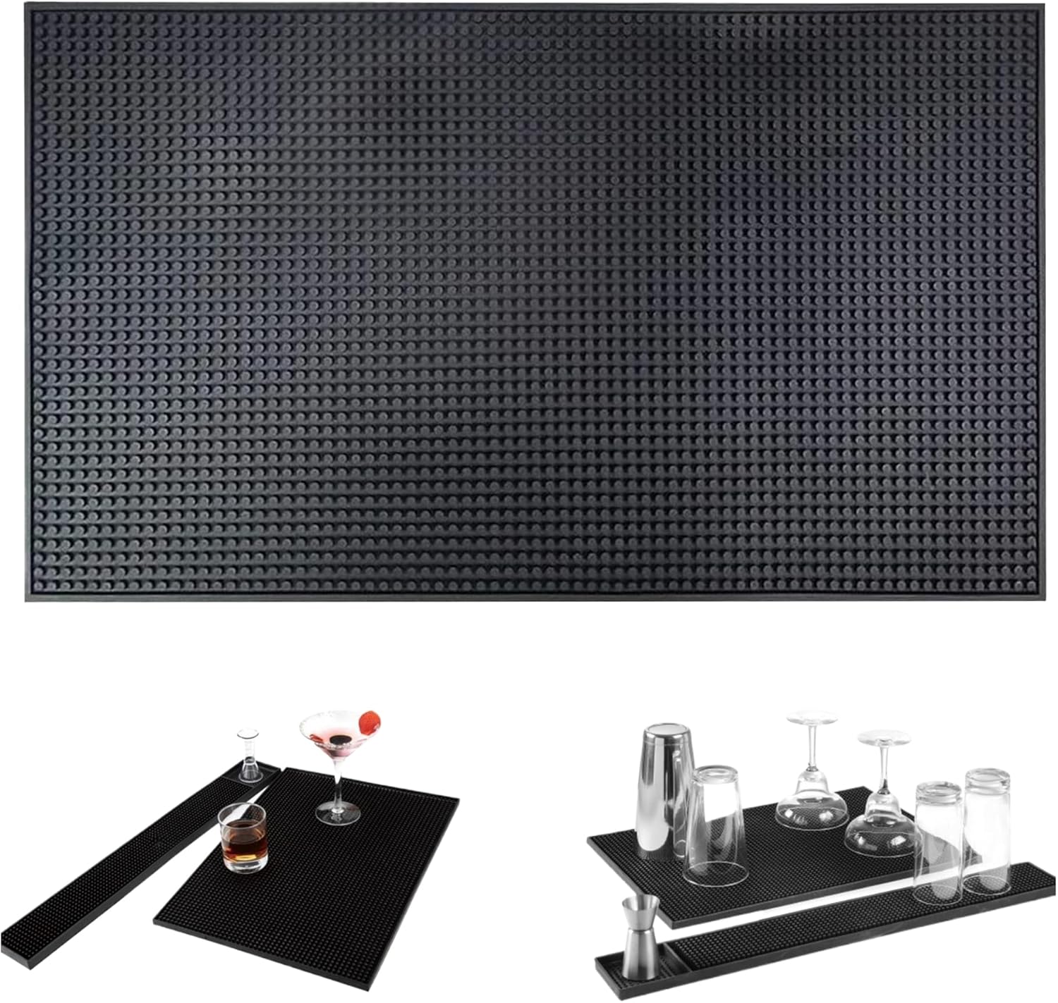 Silicone Coffee Bar Mats:Glasses Dish Drying Mat,Non Slip Service Mat,Home Bar Accessories,Spill Mat for Counter Top,Coffee, Bars, Restaurants,16×28 in