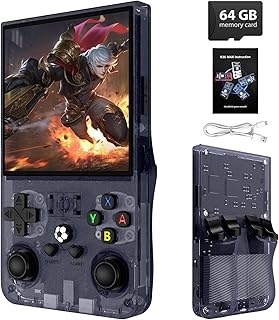 R36MAX Retro Handheld Game Console, 4.0 Inch IPS Screen, 64GB Memory, Portable Arcade Video Gaming Console Gift for Adults, Grey