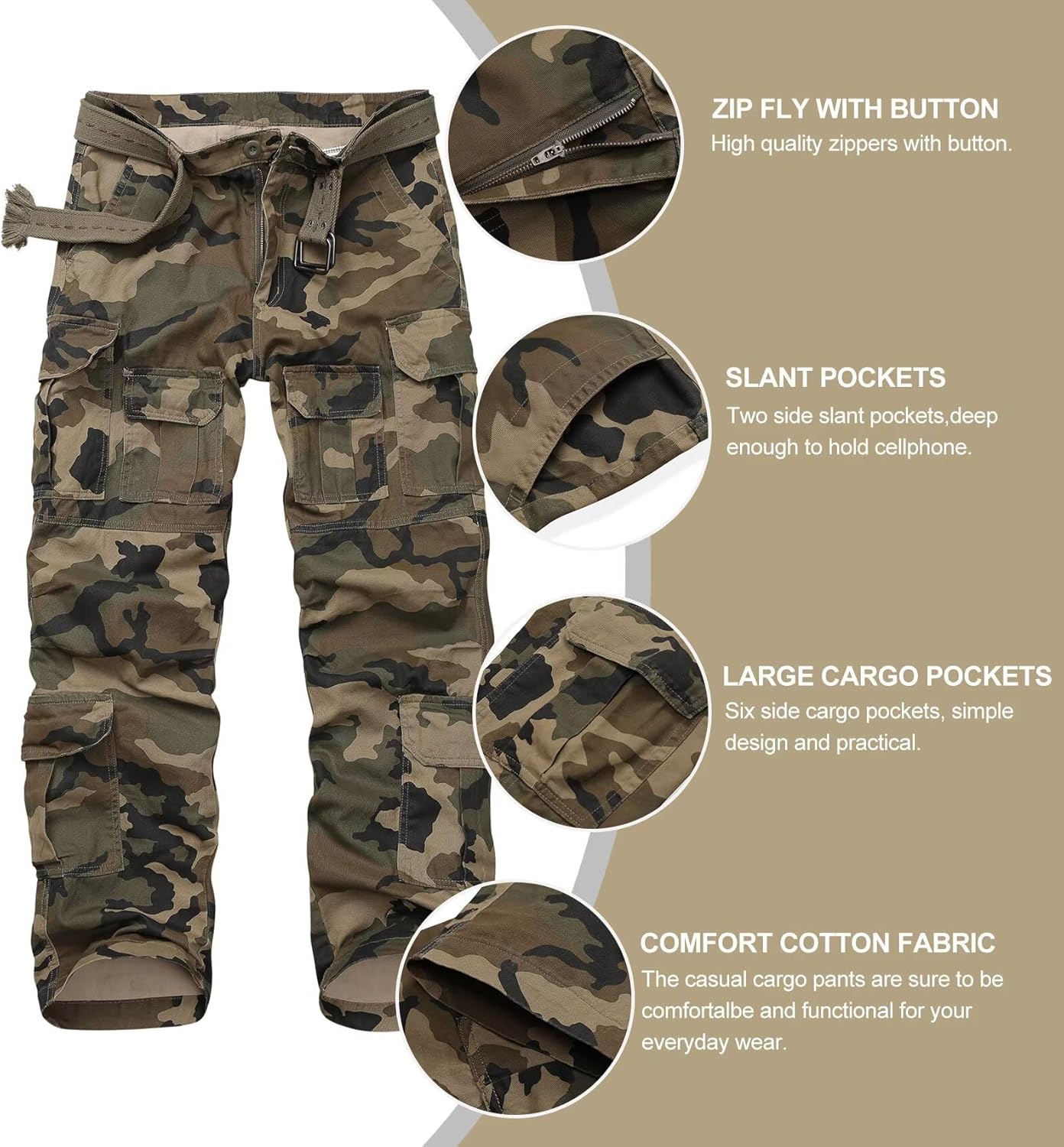 Cargo Pants for Men Work Pants Ripstop Utility Casual Workwear Tactical Streetwear with Multi Pocket - Image 3