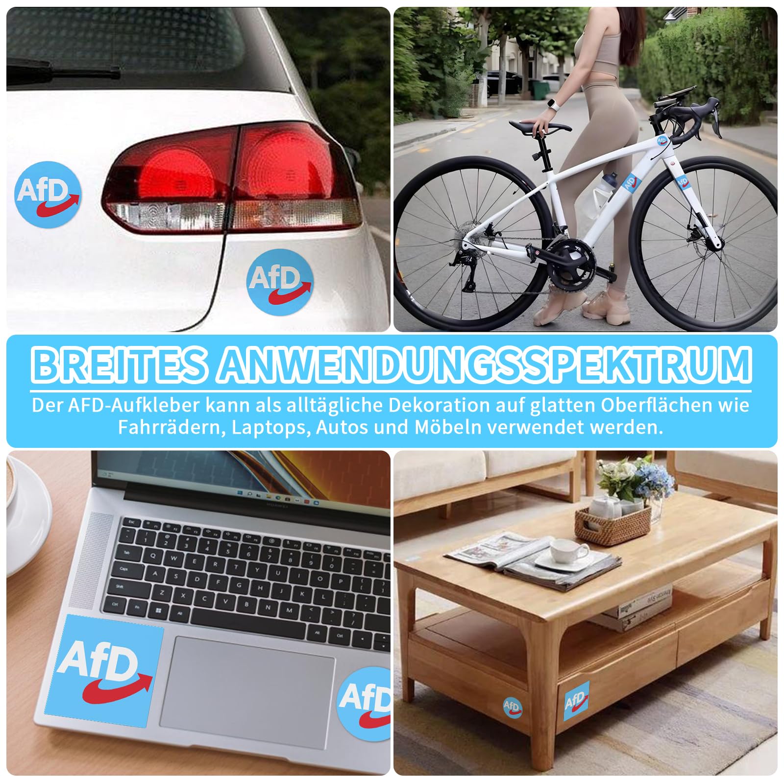 Alethron Pegatinas AFD, 120 Unidades De Pegatinas AFD, Redondas, 4,5 Cm, Logotipo AFD Y Cuadrado, 7,5 Cm, Logotipo AFD, Artículo Para Aficionados, Buena Viscosidad, Bandera AFD Para Coche, Ventana