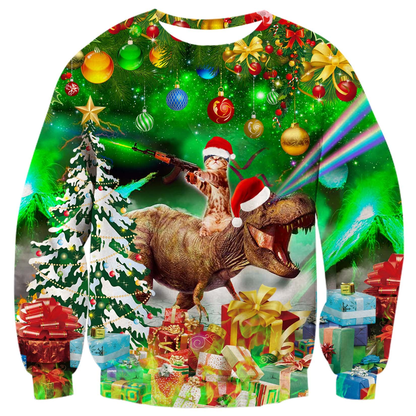 ALISISTERUgly Christmas Jumper 3D Printed Xmas Pullover Sweatshirt Funny Long Sleeve Sweater T-Shirt for Men S-3XL