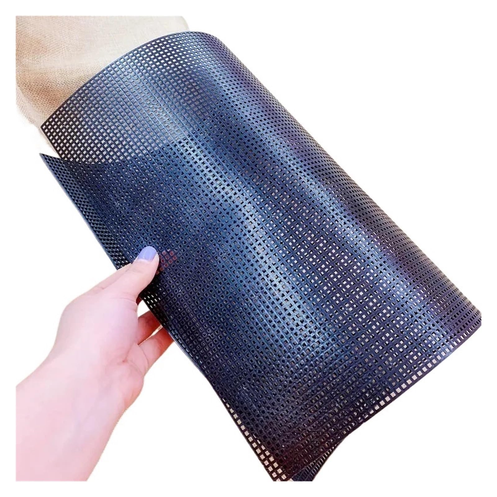 Transparent Mesh Canvas Sheets Kunststoff Mesh Tuch Tasche Teppich Thread Haken Handwerk liefert DIY Handarbeit Knüpfhaken Zubehör Haken Handwerk langlebig Gitter(Black,60x42cm)