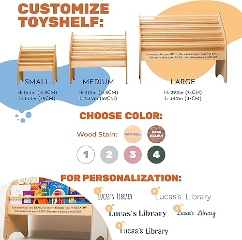 Miniatura 3 de Montessori - Estantería para niños pequeños, estantería de madera para almacenamiento en la habitación de los niños, sala de juegos, muebles para