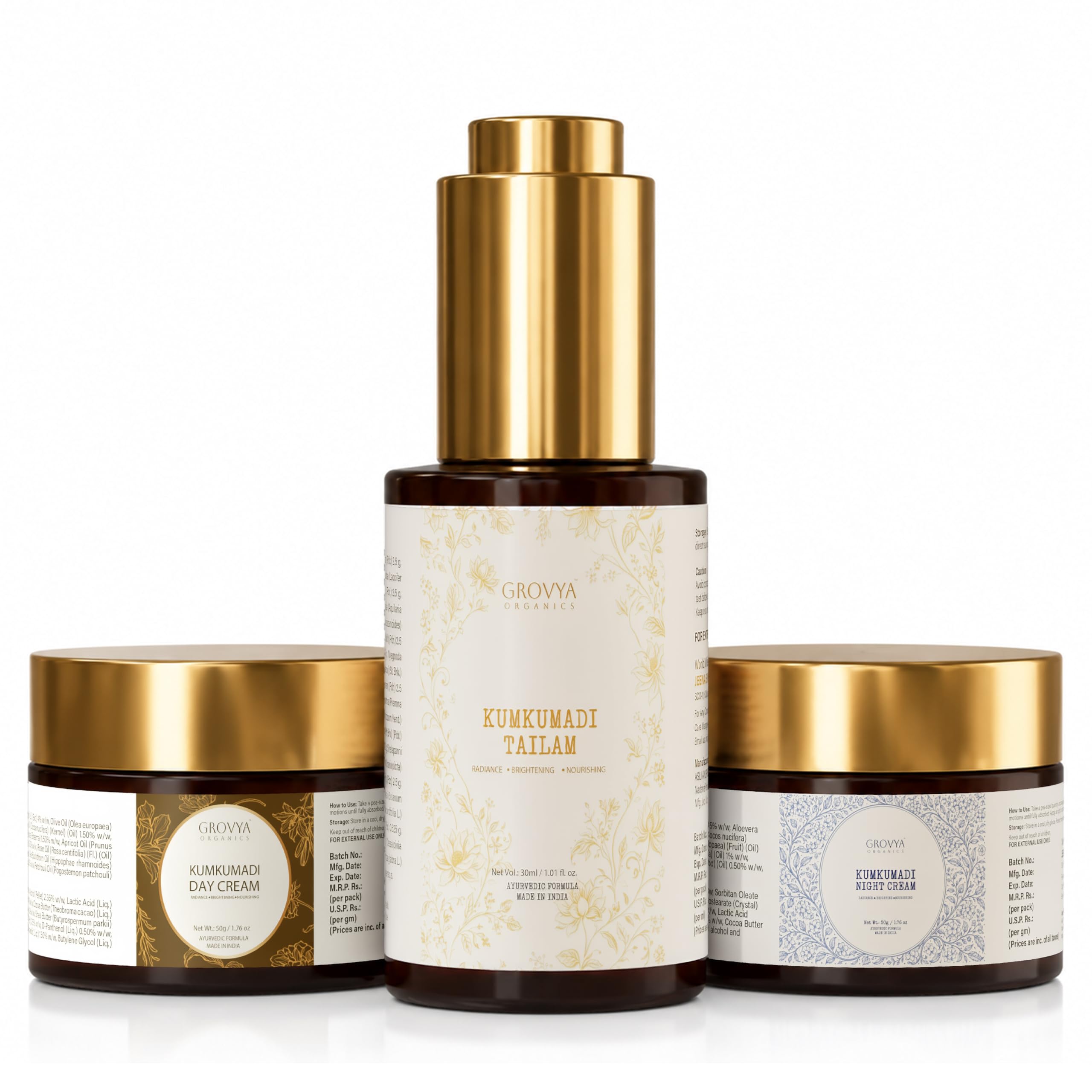 Grovya Organics Kumkumadi Skincare Combo | Day Cream + Night Cream