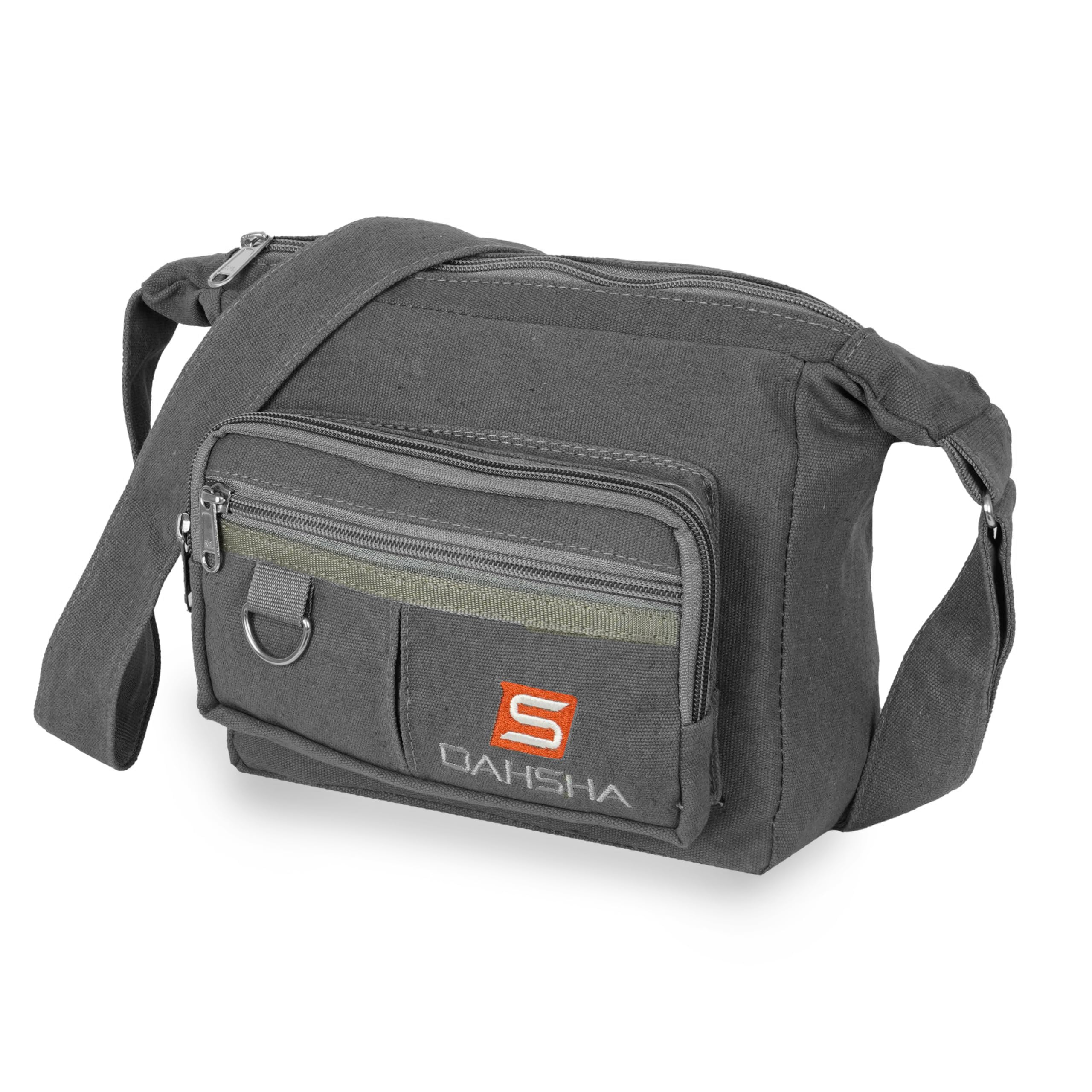 DAHSHA Stylish Cotton Sling Cross Body Travel Office Business Messenger One Side Shoulder Bag For Men Women (Grey, 21.5 x 8.8 x 24 Cm)