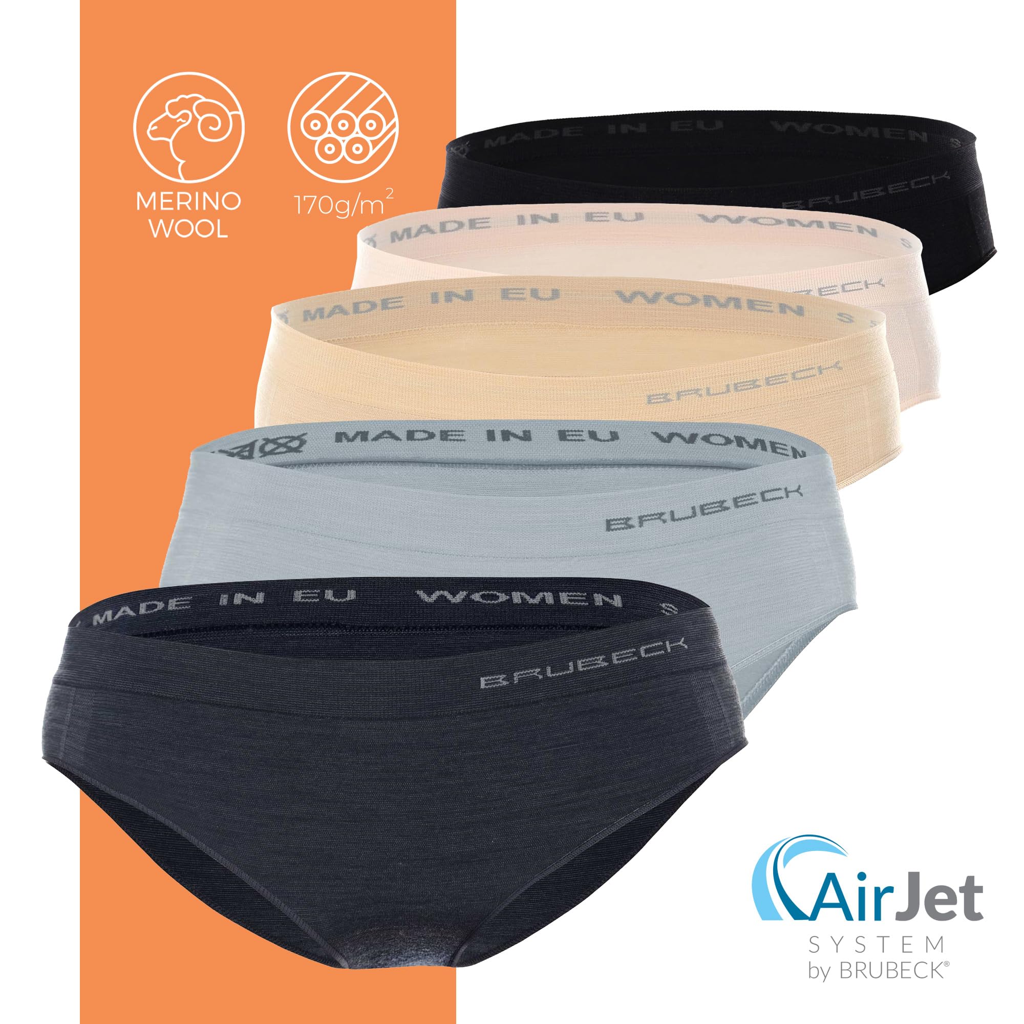 BRUBECK Seamless Unterhosen Damen aus Merino Wolle – Komfortabel, Antiallergen und Thermoaktive Underwear Women – Atmungsaktive Slip Damen Nahtlos Ideal für Jeden Tag – 100% hergestellt in der EU