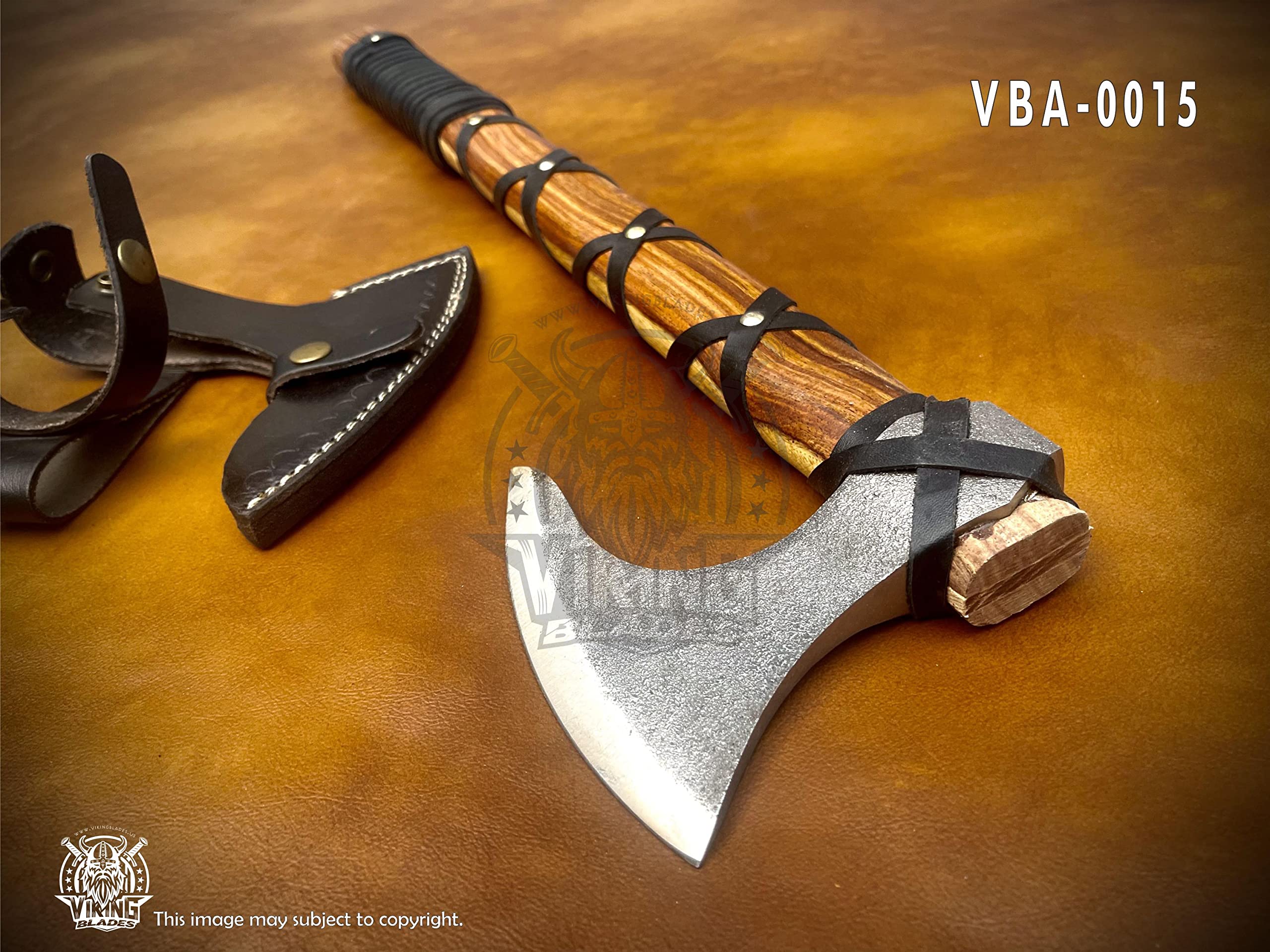 Handcrafted Viking Bearded Axe - Perfect Men's Gift With Leather Sheath For Camping & Display