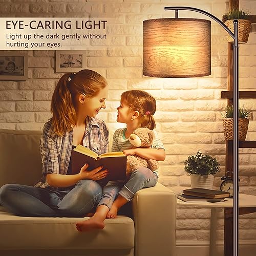 Miniatura 6 de Rottogoon - Lámpara de pie para sala de estar, lámpara de pie LED con 2 pantallas, lámpara de pie alta de arco industrial para lectura en