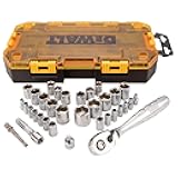 DEWALT Socket Set, 1/4-Inch & 3/8-Inch Drive, SAE/Metric, 34-Piece (DWMT73804)
