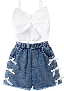 Hopscotch 3D Bow Applique Denim Short Set Price In India
