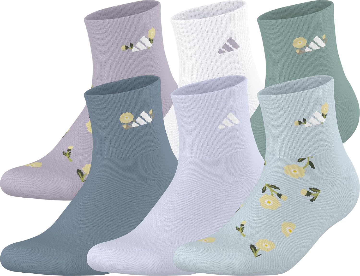 adidas Women's Ruffle Quarter Ankle Socks (3 Pairs)