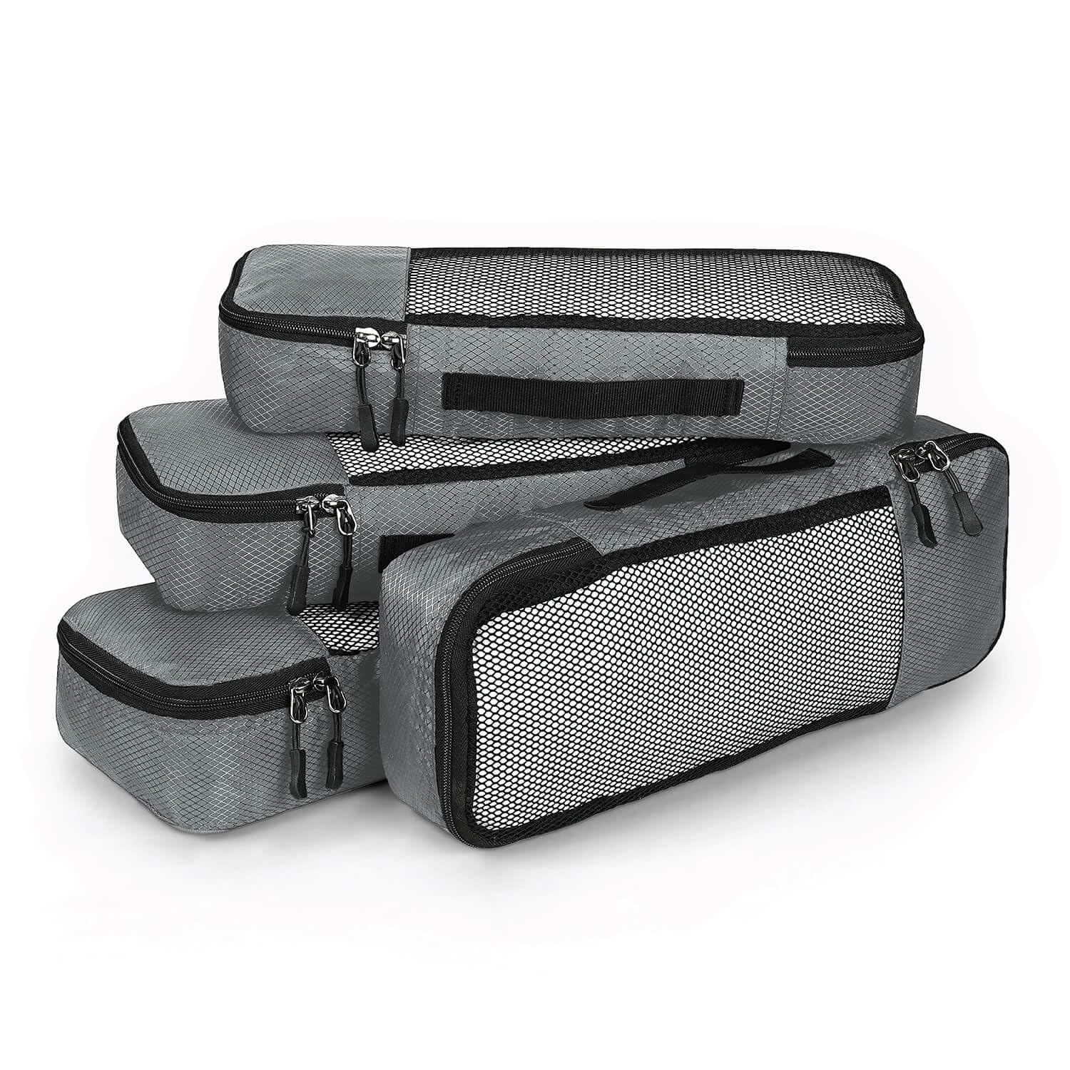 Packing Cubes/Travel Pouch/Bagpack Suitcase Organiser/Set of 4 - Slim Size - Grey, Polyester-image-23