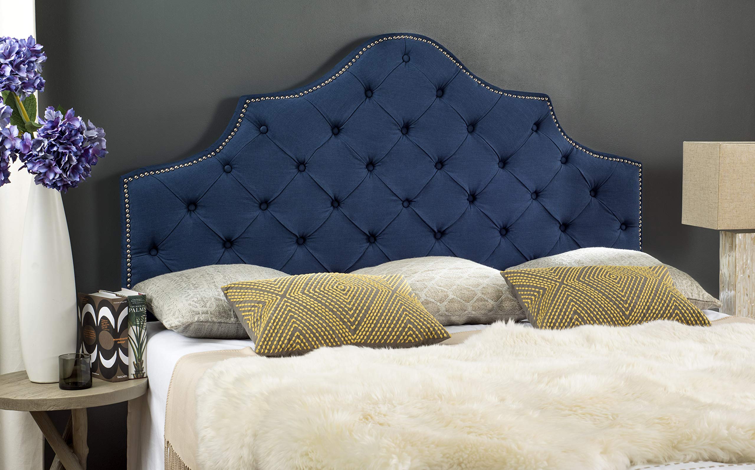 SAFAVIEH Mercer Collection Arebelle Tufted Headboard, King, Steel Blue