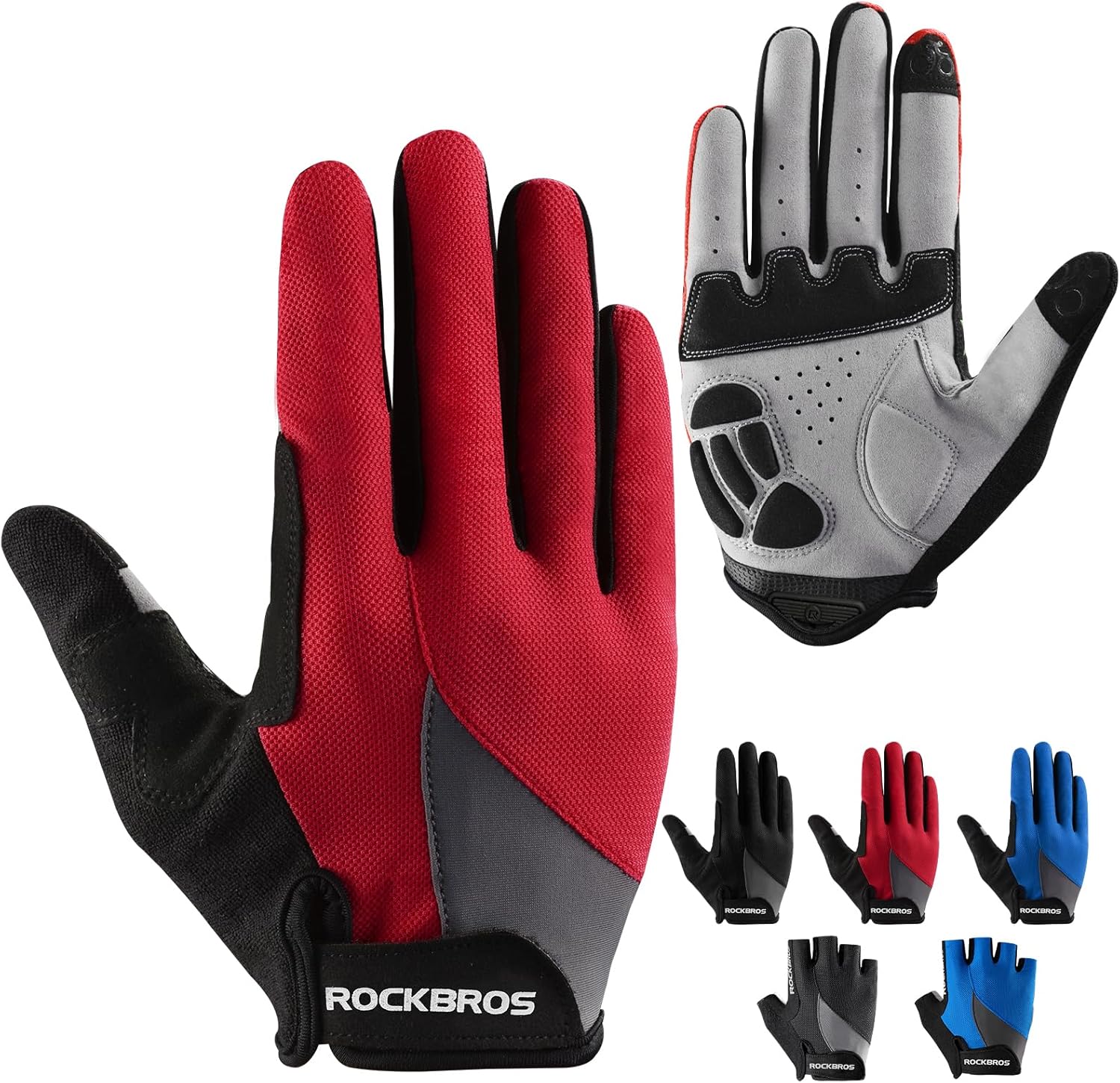 ROCKBROS Cycling Gloves for Men Women - Breathable Gel Pad Road Mountain Bike Gloves - Touch Screen Anti-Slip MTB Gloves for Cycling Workout Outdoor Sports