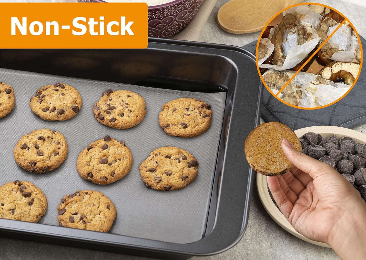 Silicone Baking Mat Roll - Best German Silicone - Non-slip Silicone Pastry Mat, Non-Stick Reusable Air Fryer Linner, Counter Mat, Oven Liner, Freeze Dryer Mat - 16IN x 8FT