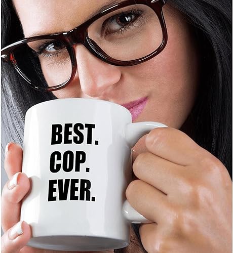 Miniatura 2 de 3dRose mug_179770_1 Best Cop Ever Fun - Taza de cerámica con texto para el mejor oficial de policía del mundo, 11 onzas Negro