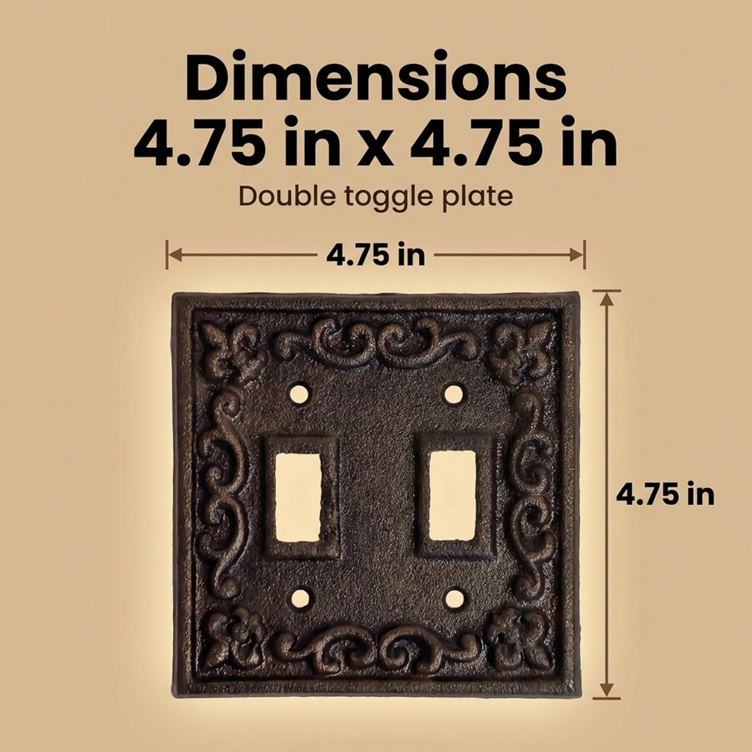 Lulu Decor, Fleur De Lis Cast Iron Switch Plate in antique rustic brown finish, perfect for any room or office space.(2 Pcs)