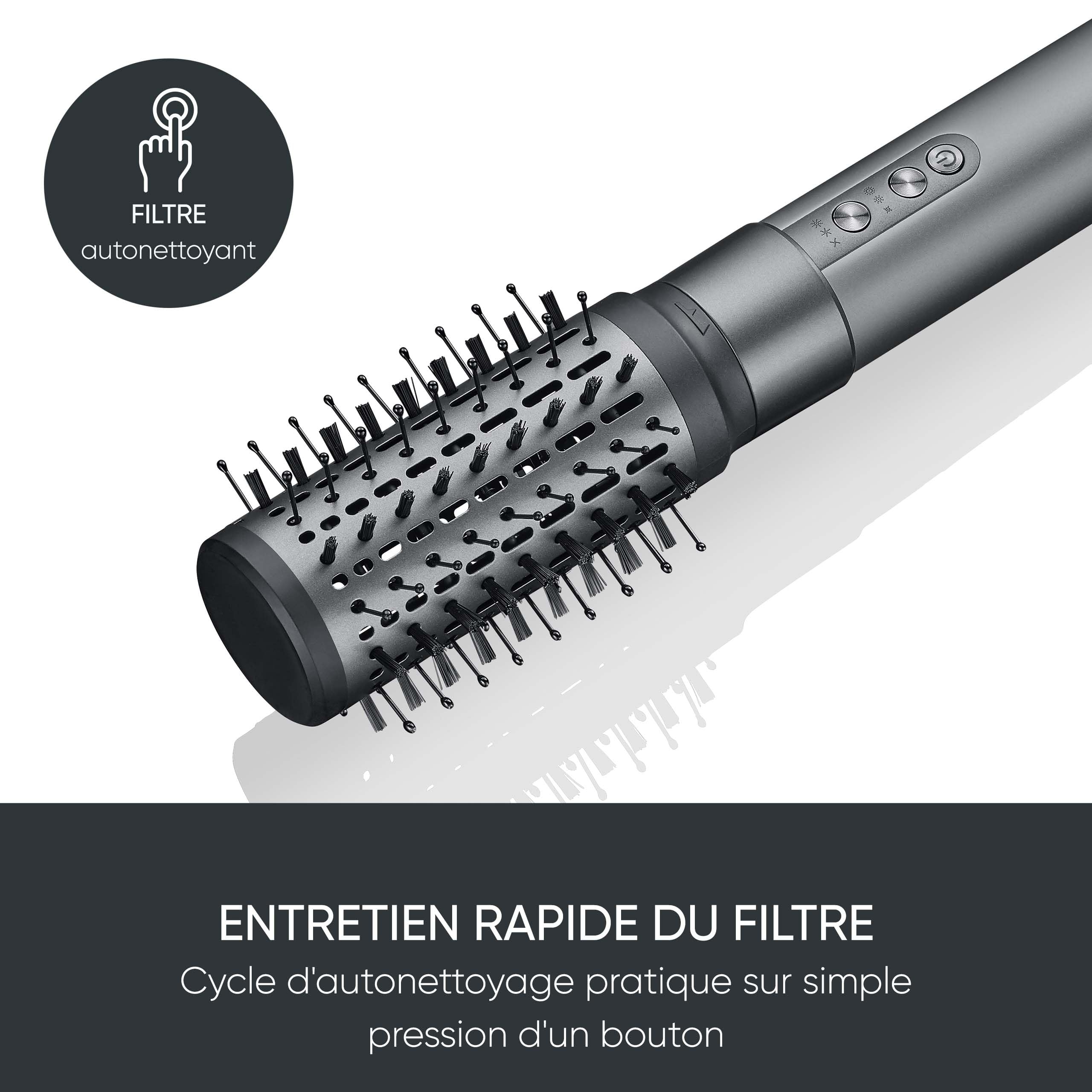 SEVERIN Brosse soufflante Multi Style 5 en 1, Brosse électrique avec 5 accessoires inclus, Sèche-cheveux, 2 brosses rondes, brosse ovale et plate, Technologie ionique, 1 500 W, Noir, WL 0684