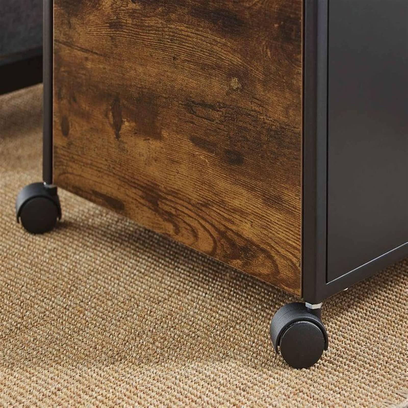 Schedario Mobile archivio su Ruote in Stile Industriale con 2 cassetti Ripiano Aperto for cartelle sospese Formato A4 Letter Gabinetto dell'ufficio
