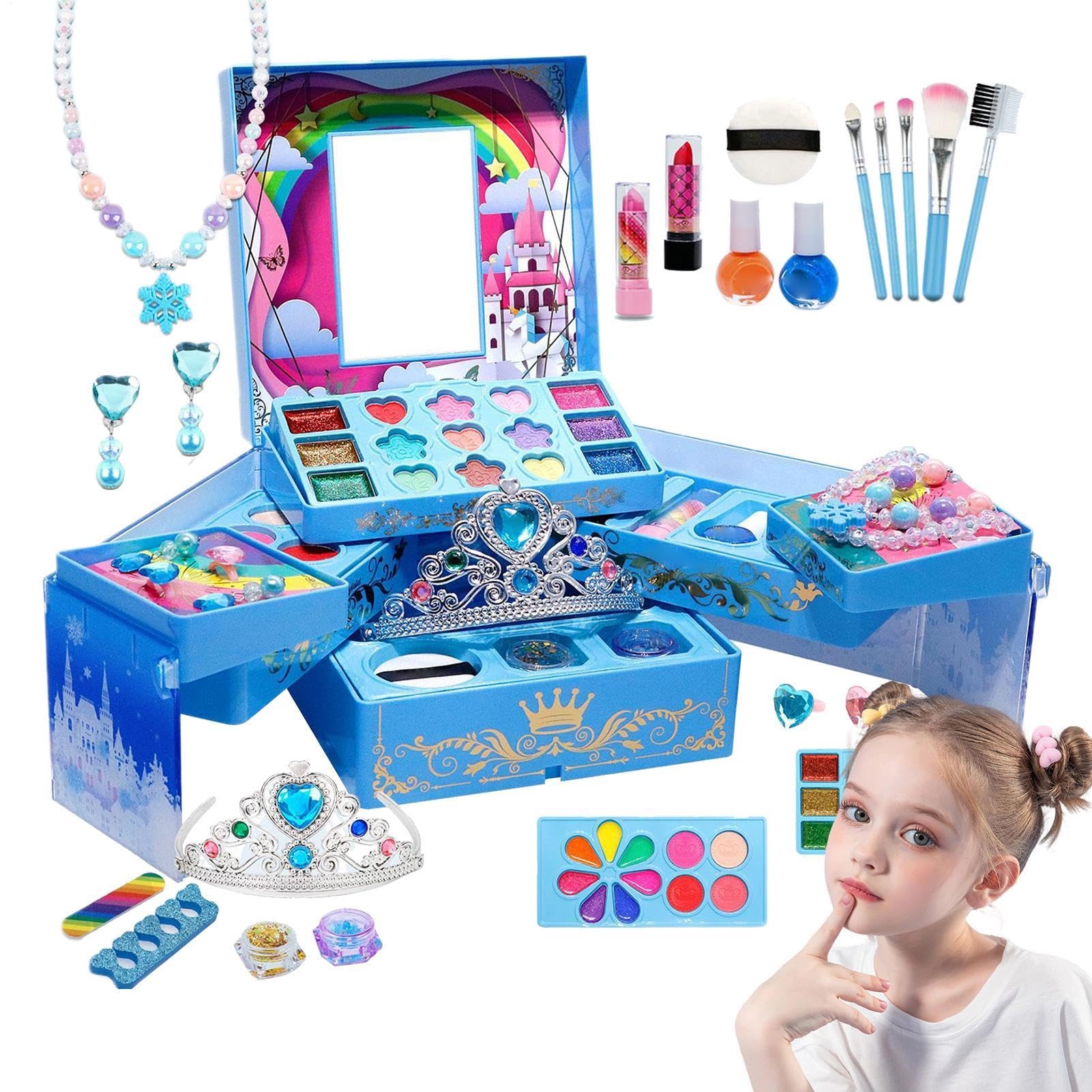 Princess Makeup Kit dla dziewczyn, zestawy do makijażu dla dzieci, kosmetyków dla dziewcząt, przyjaciół, rodziny i nastolatków do zabawy i zabawy dla rodzin